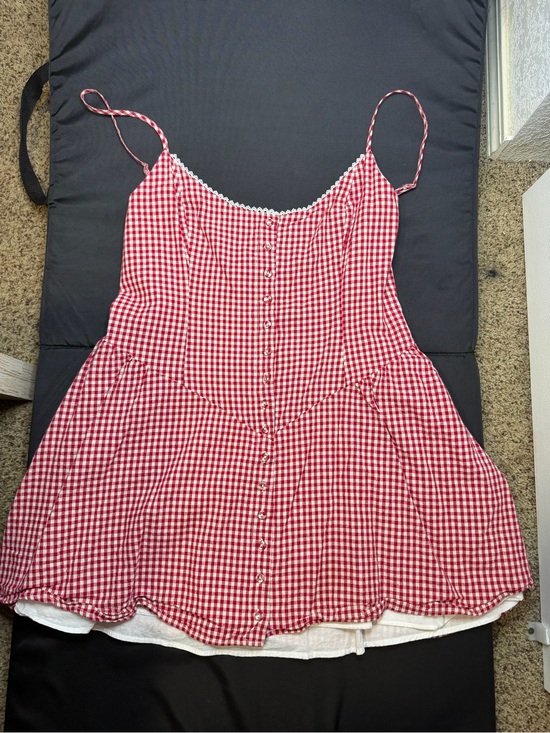 Princess Polly Dresses & Skirts - Princess Polly Red Gingham Button-Down Spaghetti Strap Cami